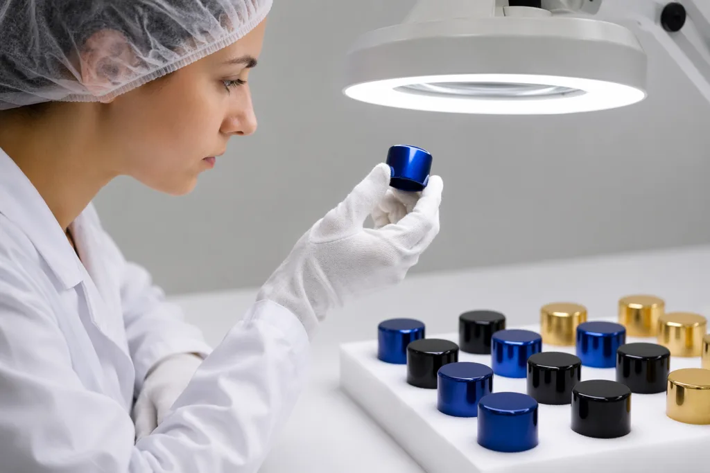 Quality control inspection for painted perfume caps