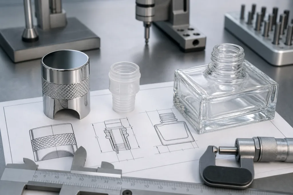 Bottle fit engineering for custom perfume bottle caps.