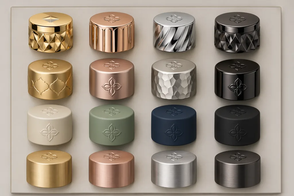 Branded perfume cap finish options