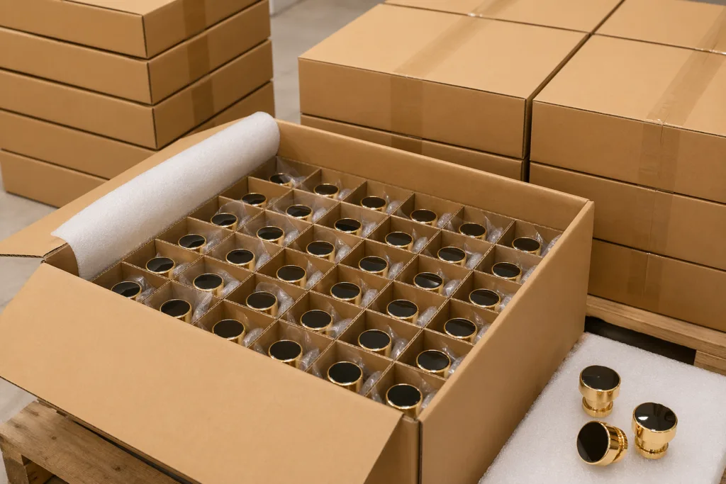 Export packaging for bulk perfume cap orders