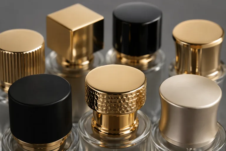 Color consistency control for luxury perfume caps.
