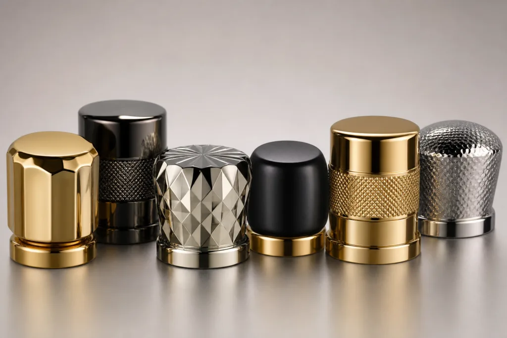 custom ODM perfume caps with multiple finish options