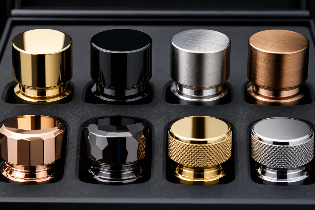 Surface finish options for custom perfume bottle caps