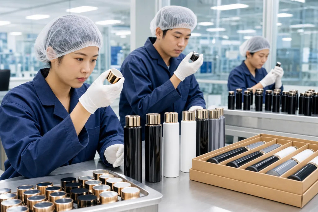 quality control inspection for perfume bottle caps