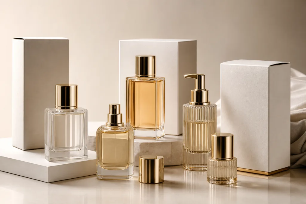 Electroplated caps for luxury perfume packaging