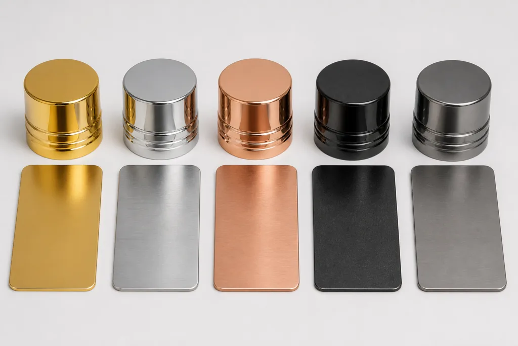 Electroplated finish options for perfume bottle caps