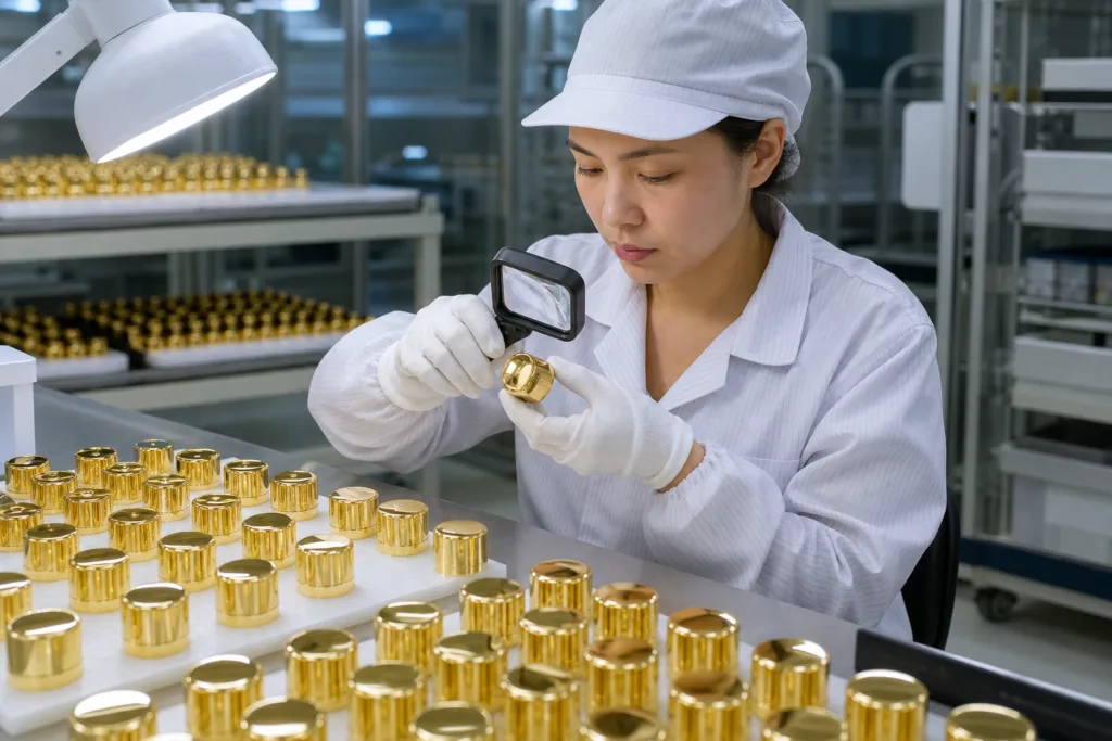 Quality inspection of electroplated perfume caps
