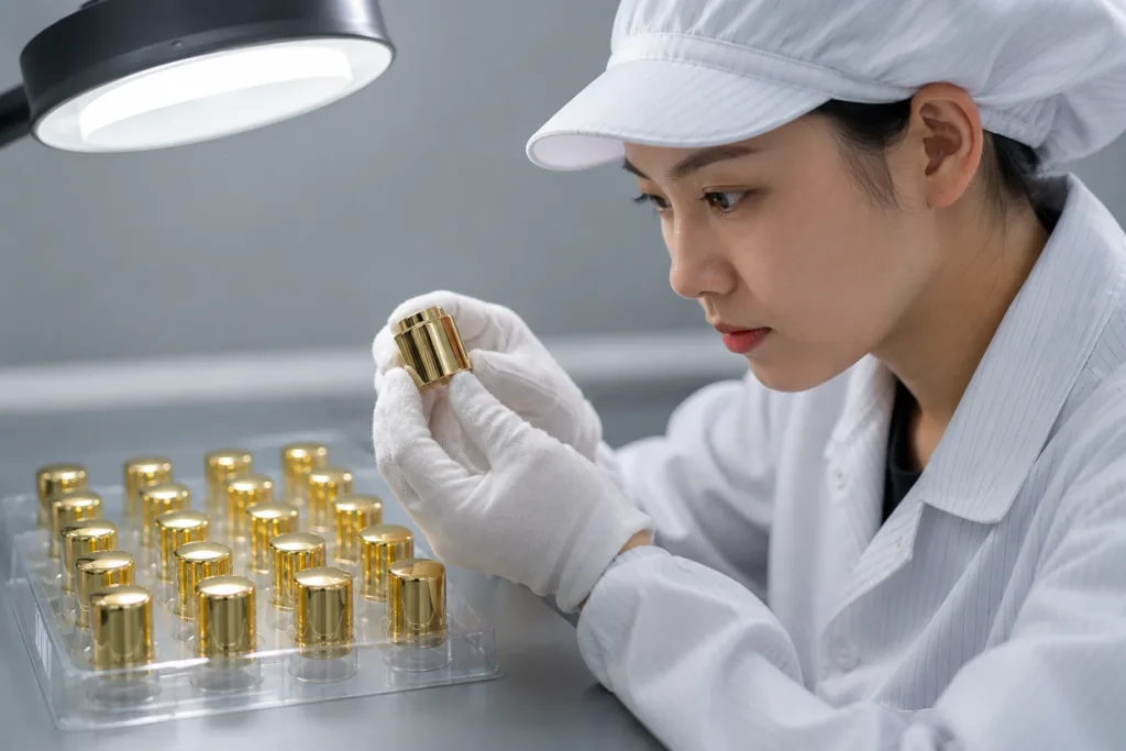 Quality inspection for electroplated perfume caps