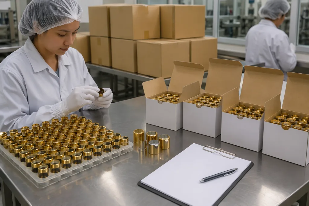 Final inspection and export packing for perfume caps