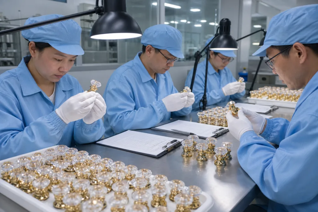 final inspection for custom perfume caps