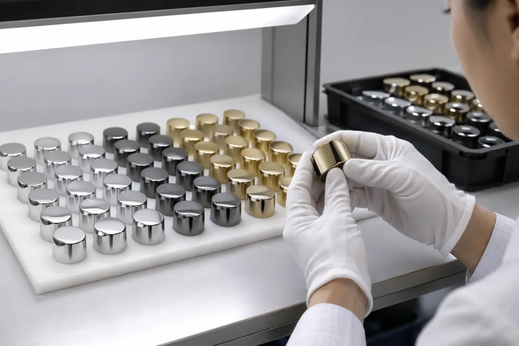 final inspection for zinc alloy perfume caps