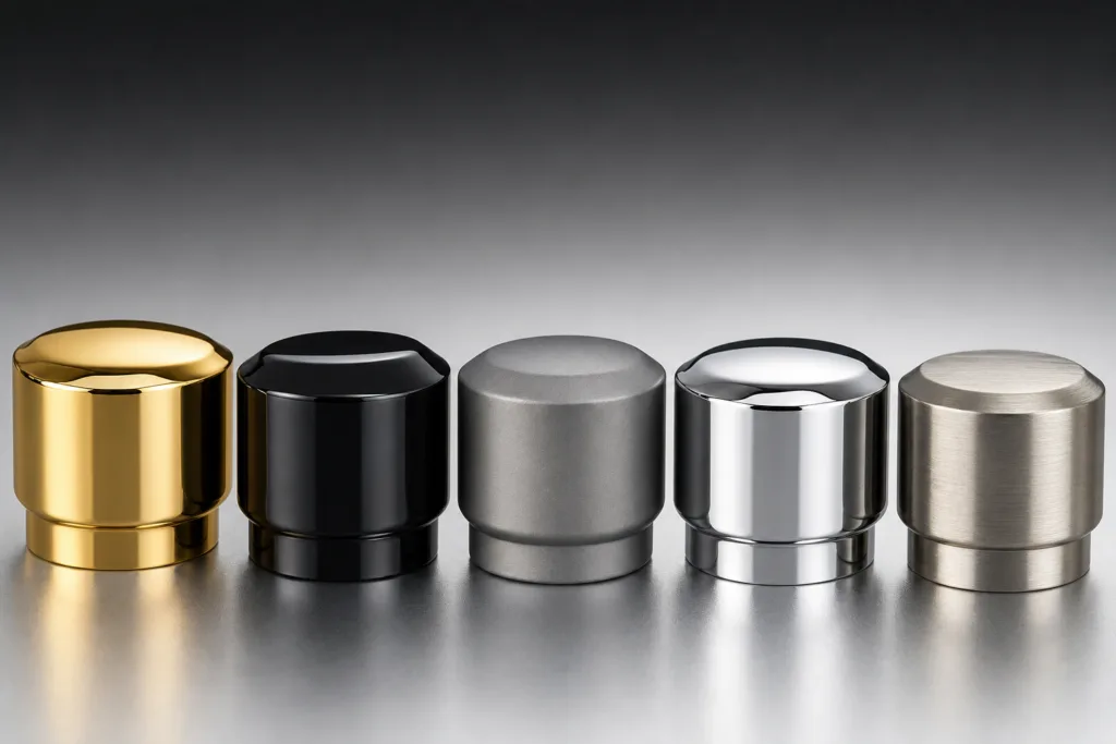 comparison of perfume cap surface finishes