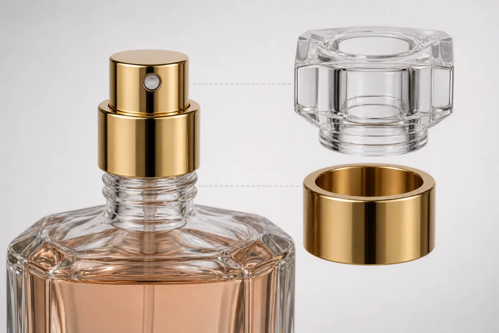 Bottle fit engineering for glass perfume bottle caps