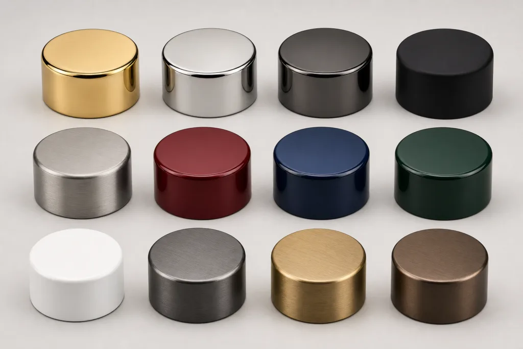finish options for heavy metal perfume caps