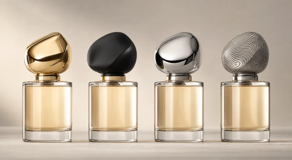Limited edition perfume cap finish options