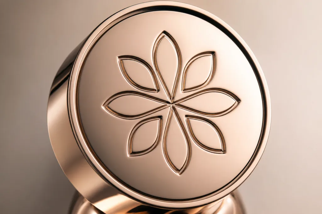 Logo engraved luxury perfume cap
