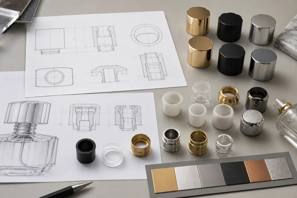 bottle fit and painted cap development for perfume packaging