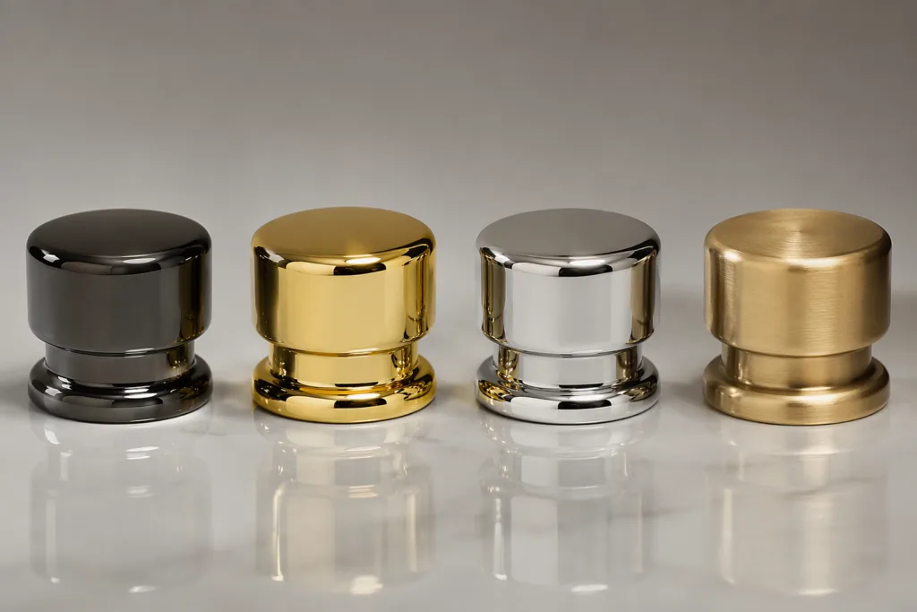 Color and finish comparison for custom perfume bottle caps