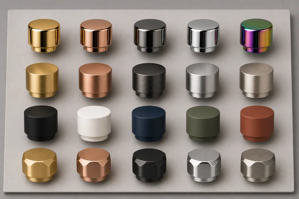 perfume cap finish options and color selection