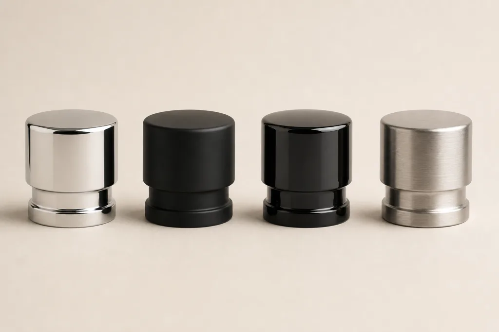 perfume cap finish options for fragrance packaging design