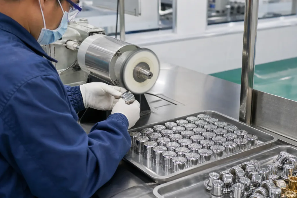 perfume cap polishing process in factory