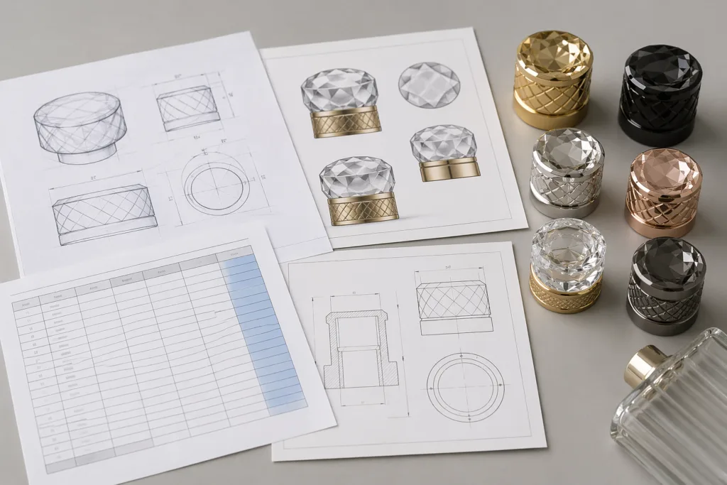 Information needed for a perfume cap RFQ and lead time review.