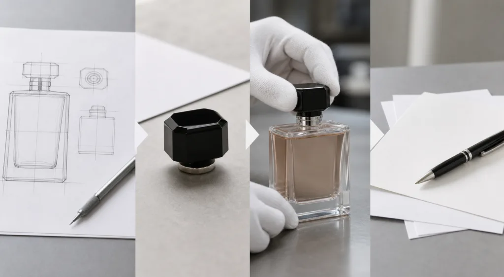 Perfume cap sample approval for size and bottle fit