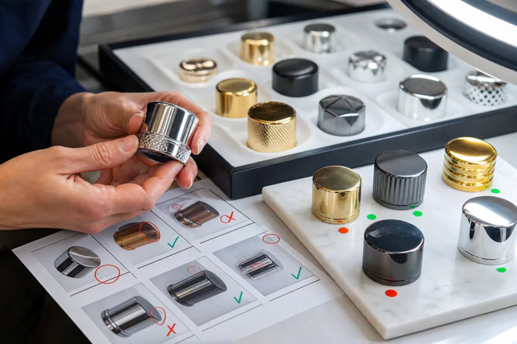perfume cap sample inspection process