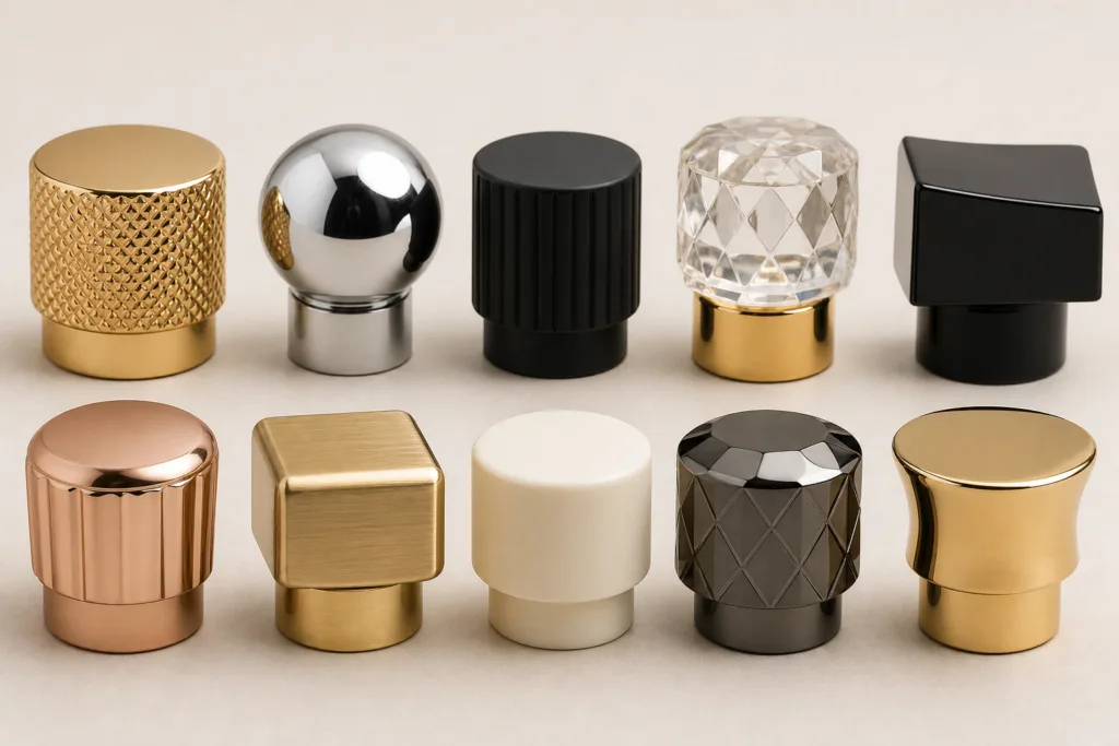 Private label perfume caps in custom finishes