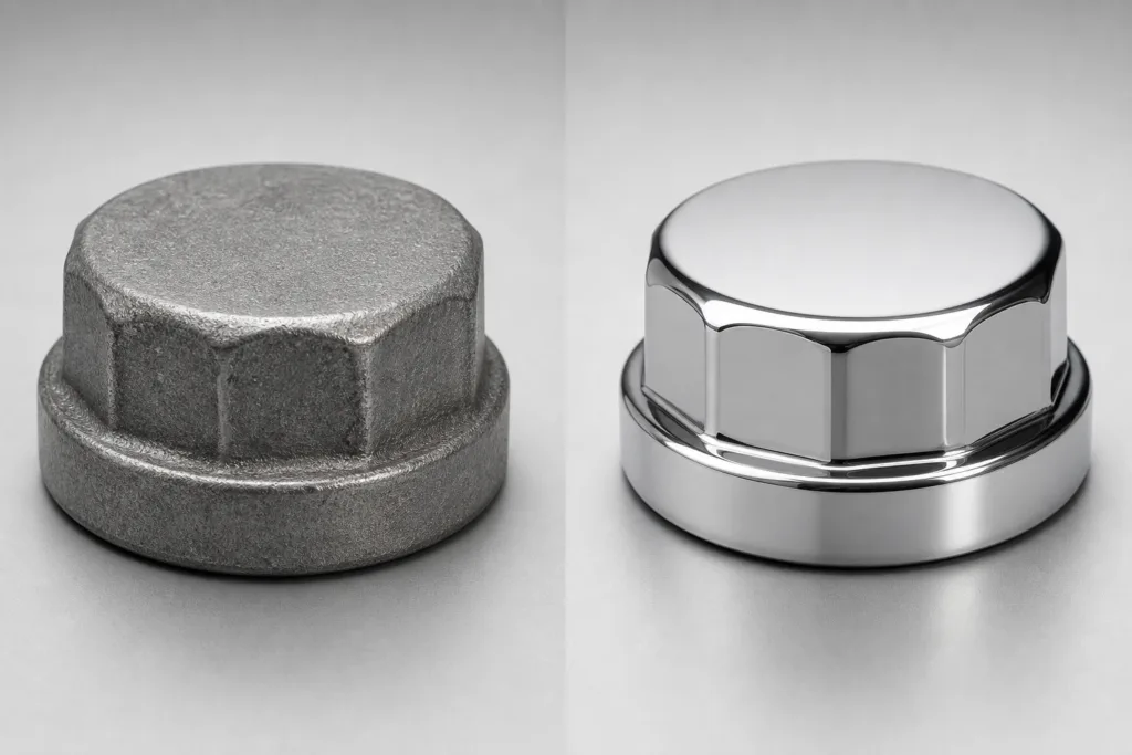 raw vs polished perfume cap surface