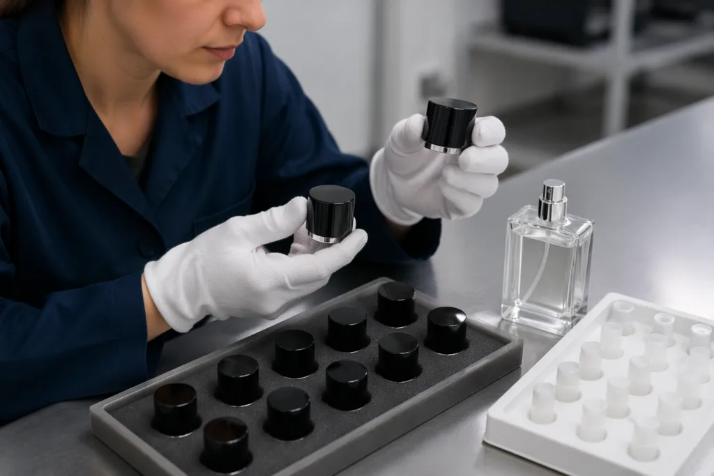 Sample comparison for perfume cap quality control
