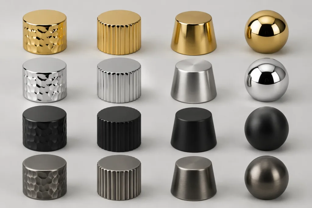 Surface finish options for custom shaped perfume caps