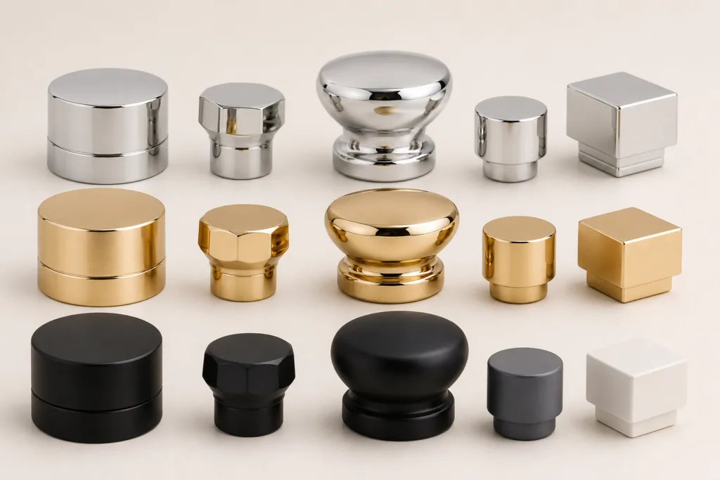 Zinc alloy perfume cap size and finish options