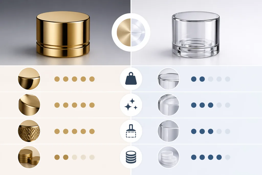 compare zinc alloy and plastic perfume cap features