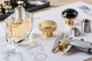 RFQ planning for a custom perfume bottle cap with bottle neck measurements and cap components